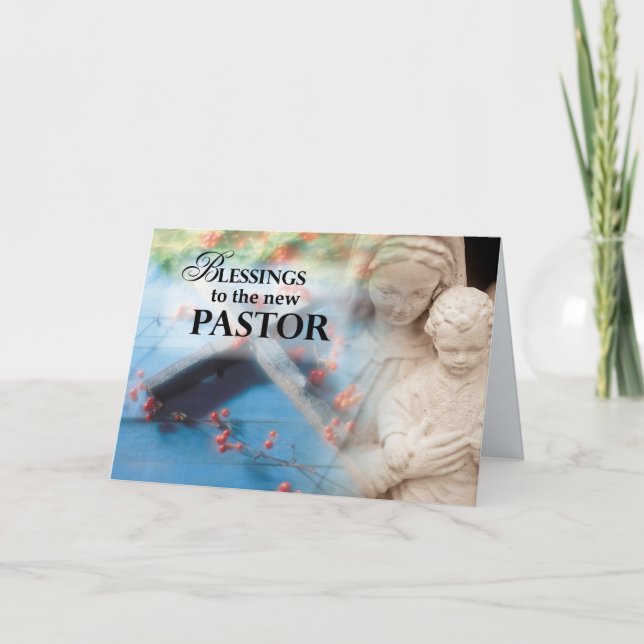 New Pastor Blessings, Mary, Jesus, Religious Card (Front)