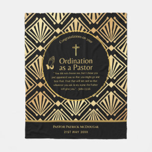 NEW PASTOR Ordination Newly Ordained Custom TEXT Fleece Blanket