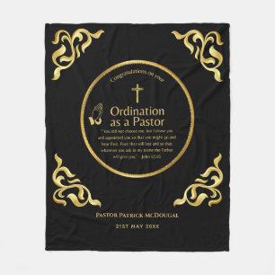 NEW PASTOR Ordination Newly Ordained Custom TEXT Fleece Blanket