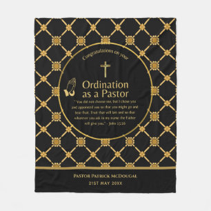NEW PASTOR Ordination Newly Ordained Custom TEXT Fleece Blanket