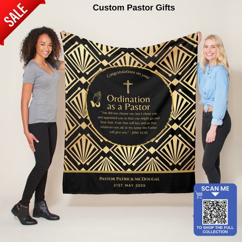 NEW PASTOR Ordination Newly Ordained Custom TEXT Fleece Blanket