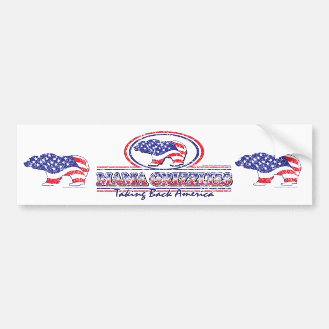 NEW-Patriotic-Grizzly Bumper Sticker (Front)