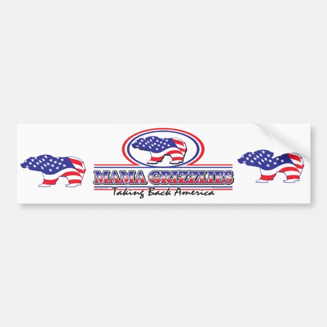 NEW-Patriotic-Grizzly Bumper Sticker (Front)