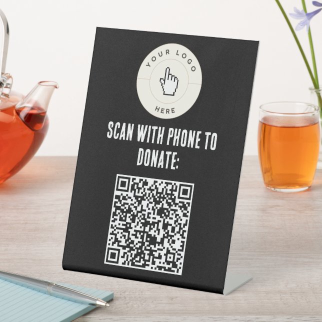 NEW! Pedestal Sign - 6" X 8" - QR Code Donate (In SItu)