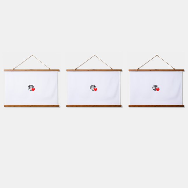 New personalize Text Logo Wood Topped Wall Tapestr Hanging Tapestry (Triple)