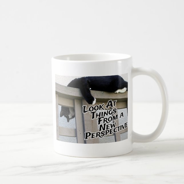 New Perspective Motivational Cat Photograph Coffee Mug (Right)