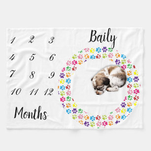 New Pet Dog Cat Milestone Blanket Photo Backdrop