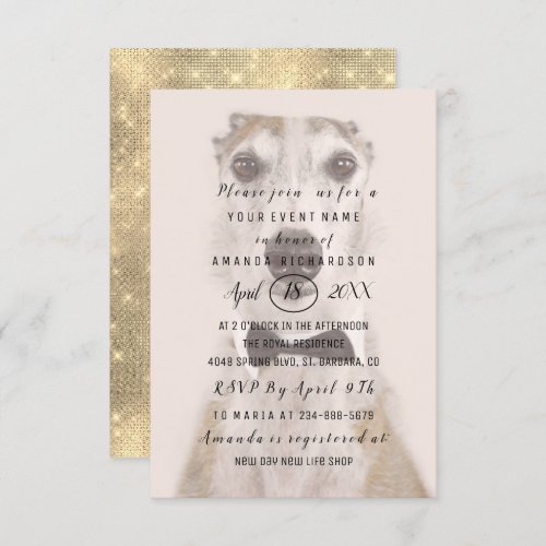 New Pet Dog Photo  Gold Sepia Spark Simply Invitation