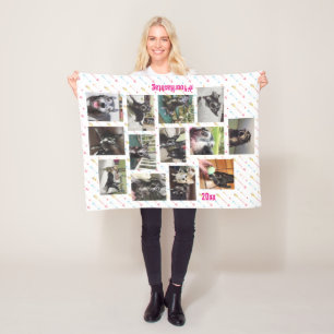 New Pet 🐶 or Baby Photo 👶 Collage Personalized Fleece Blanket
