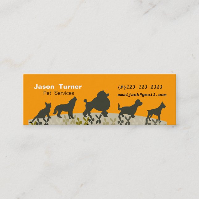 New Pet Parade Veterinarians Pet Care Mini Business Card (Front)