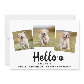 New Pet Photo Collage Hello Puppy Dog Announcement