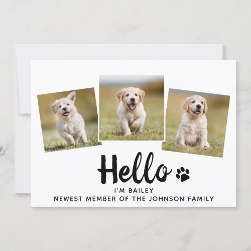 New Pet Photo Collage Hello Puppy Dog Announcement
