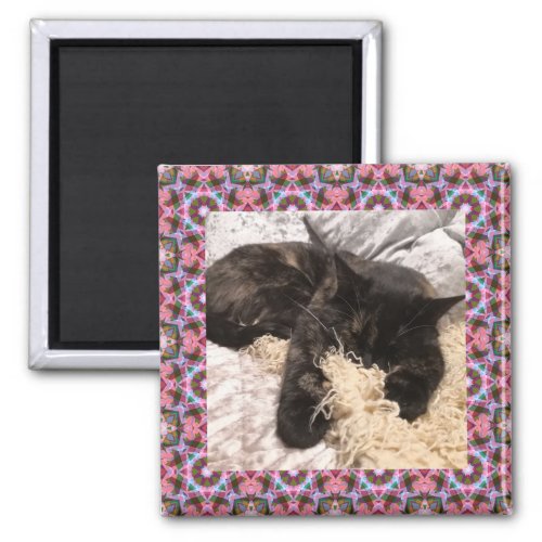 New Pet Pink Green Christmas Star Square Frame Magnet