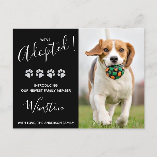 New Pet Weve Adopted Puppy Dog Announcement Postcard