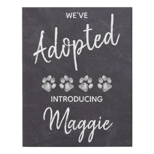 New Pet We've Adopted Puppy Dog Announcement Sign