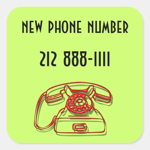 new phone number square sticker