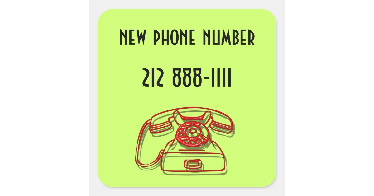 new phone number square sticker Zazzle