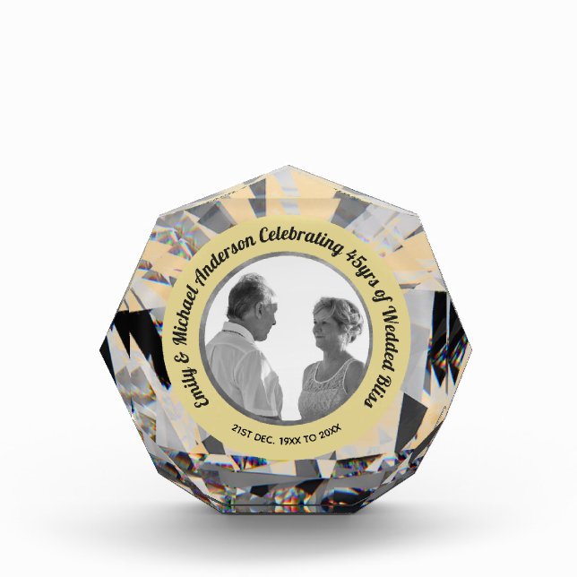 NEW PHOTO Wedding Anniversary Gem Award ANY YRS (Front)