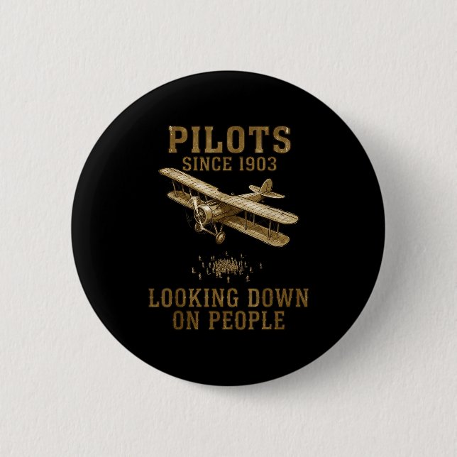 New Pilot Flying Airplane Yes Adventure Button (Front)