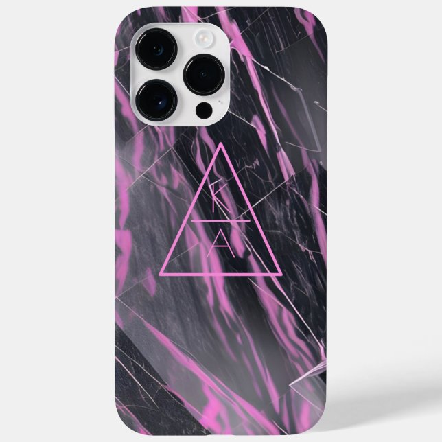 New Pink Black Marble Monogram Iphone Pro Max 14 Case-Mate iPhone Case (Back)