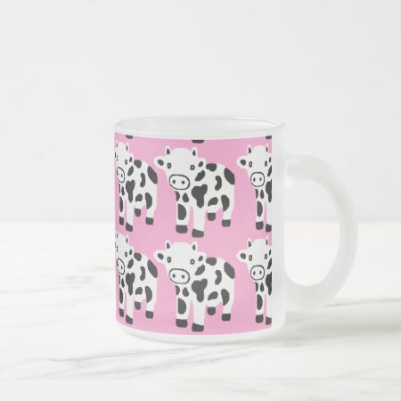 New Pink Black & White Cow Coffee Cup Glass Mug