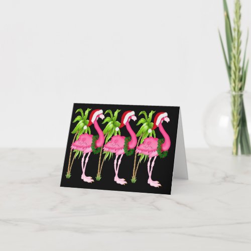 New Pink Flamingo Christmas Cards