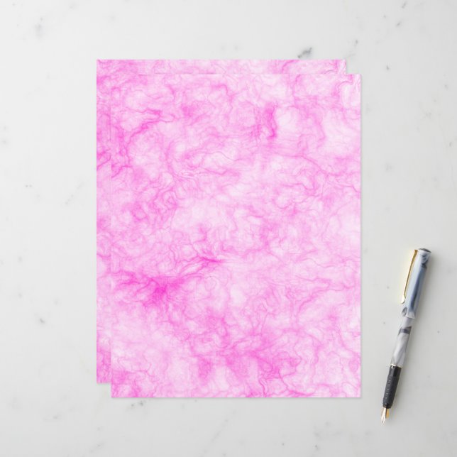 New Pink Marble Stationery Paper (Front/Back In Situ)