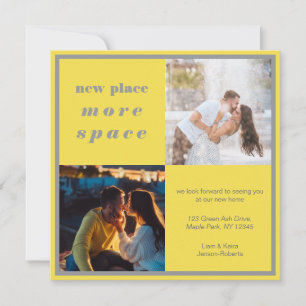 New Place More Space 2 Photo Yellow Grey Moving Announcement