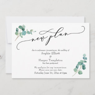 New Plan Eucalyptus Postponed Wedding Announcement