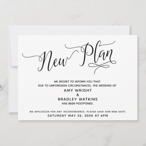 New Plan Postponed Wedding Announcement