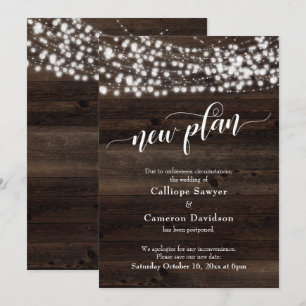 New Plan Wood & Lights Postponed Wedding Card