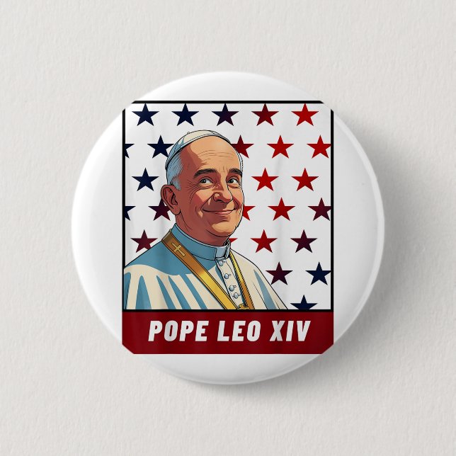 New Pope Leo Xiv Robert American Flag  Button (Front)