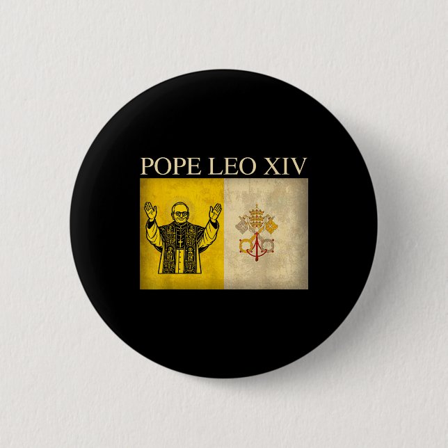 New Pope Leo Xiv Robert Francis Prevost Vatican Fl Button (Front)