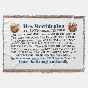 NEW Popular EXCEPTIONAL Teacher Thank You Throw Throw Blanket
