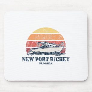 New Port Richey Fl Vintage Boating 70s Retro Boat Mouse Pad