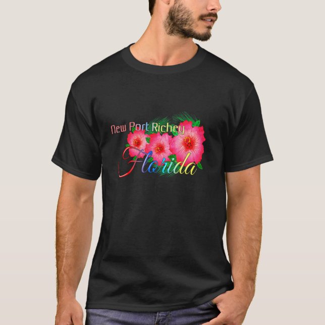 New Port Richey Florida Tropical Flowers Family Va T-Shirt (Front)