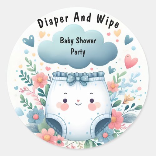 New Post Dad Pink Blue Diaper And Wipe Baby Shower Classic Round Sticker