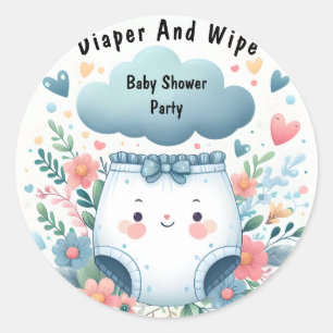 New Post Dad Pink Blue Diaper And Wipe Baby Shower Classic Round Sticker