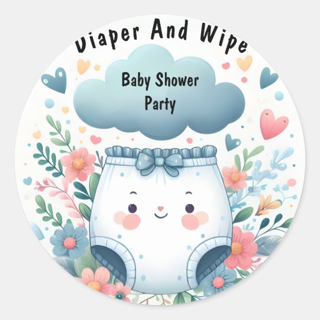 New Post Dad Pink Blue Diaper And Wipe Baby Shower Classic Round Sticker (Front)