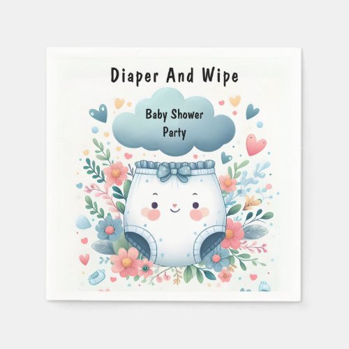 New Post Dad Pink Blue Diaper And Wipe Baby Shower Napkins