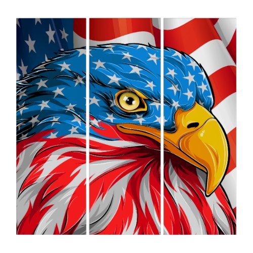 New POWERFUL Patriotic Eagle  Triptych