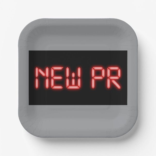 New PR Running Milestone Red Neon Digital Effect  Paper Plates (Front)