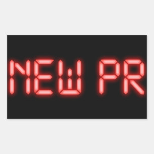 New PR Running Milestone Red Neon Digital Effect  Rectangular Sticker