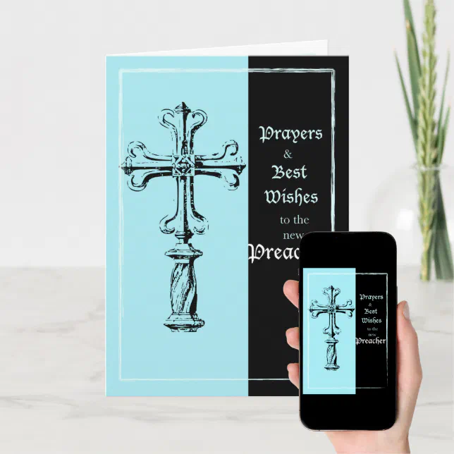 New Preacher Ordination Congratulations Cross On B Card | Zazzle