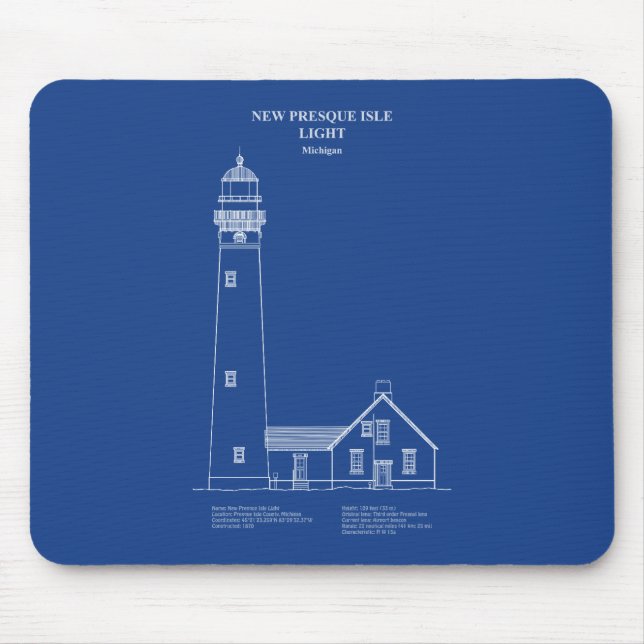 New Presque Isle Lighthouse - Michigan - AD Mouse Pad (Front)