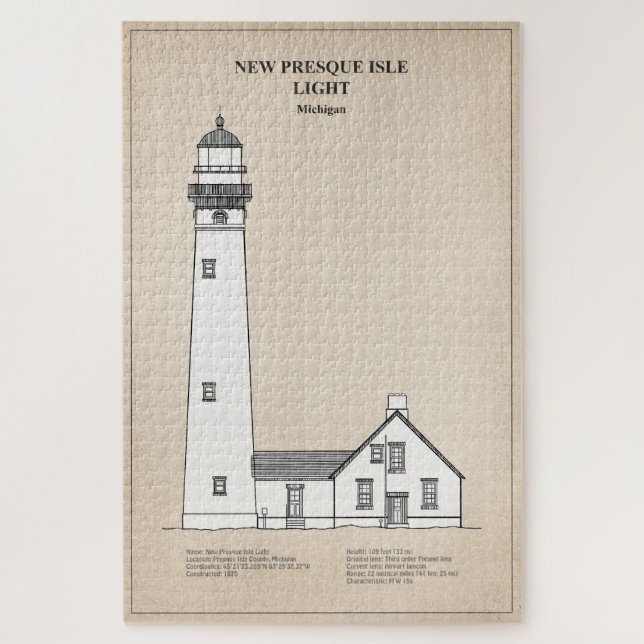 New Presque Isle Lighthouse - Michigan - SBD Jigsaw Puzzle (Vertical)