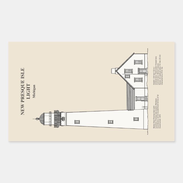New Presque Isle Lighthouse - Michigan - SBD Rectangular Sticker (Front)