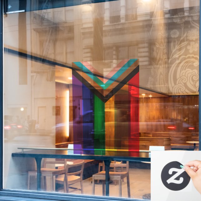 New Pride flag colors stripes window cling (Cafe Window)