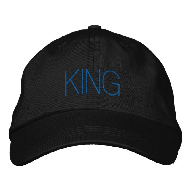 New Printed Name Text King-Hat Handsome Trucker Embroidered Baseball Cap (Front)