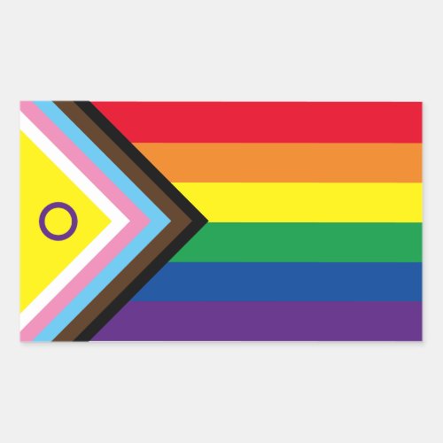 New progress Pride flag rectangle sticker